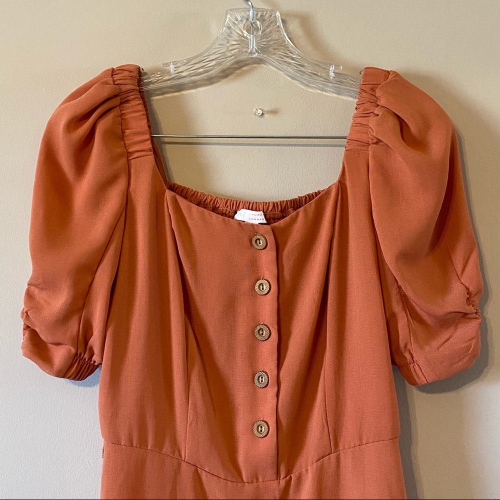 LaurenConrad PuffSleeve Button Front Smocked Dress